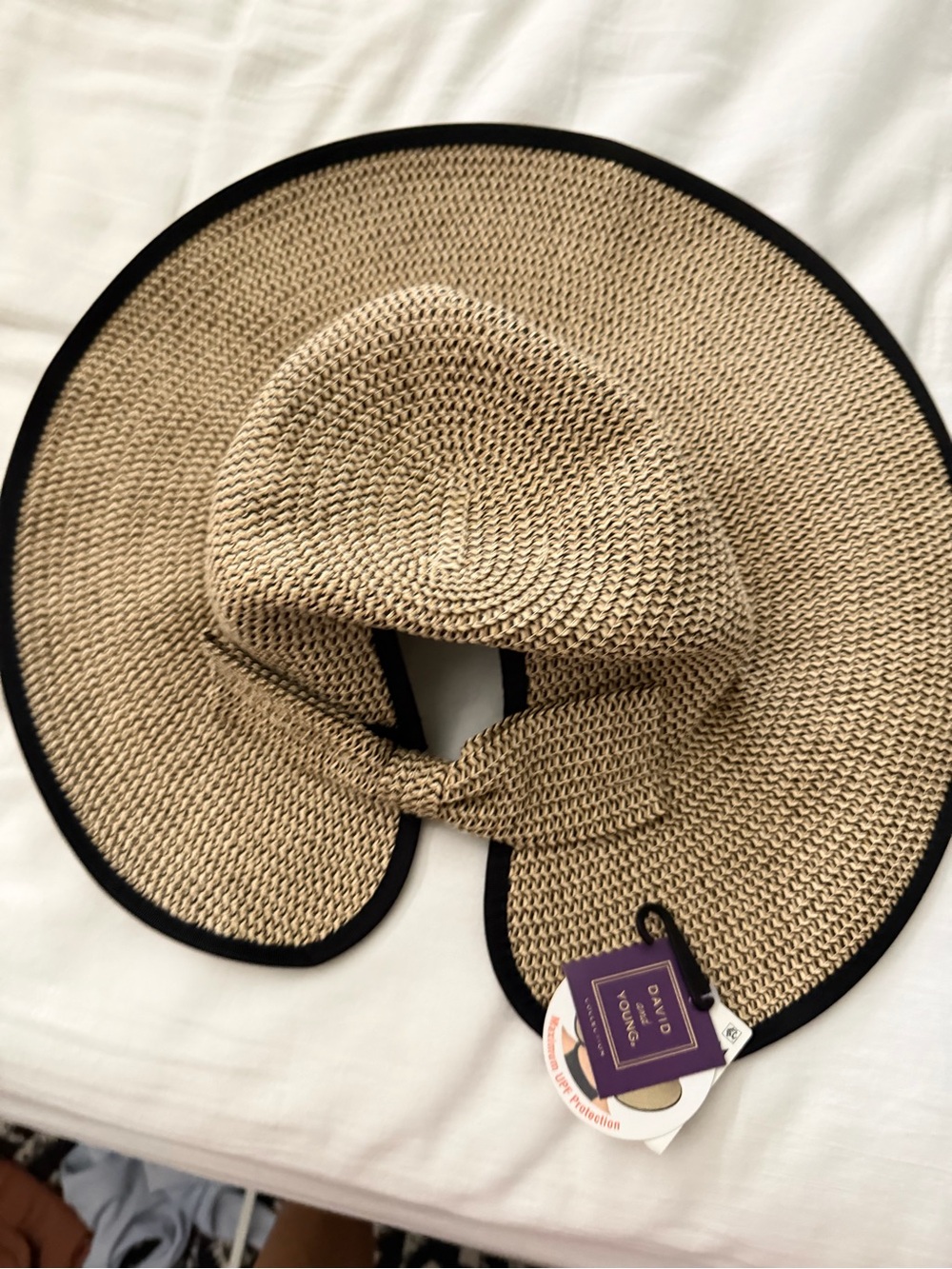Nordstrom Women’s Straw Sun Visor Hat in Natural with Black Trim